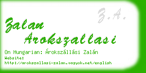 zalan arokszallasi business card